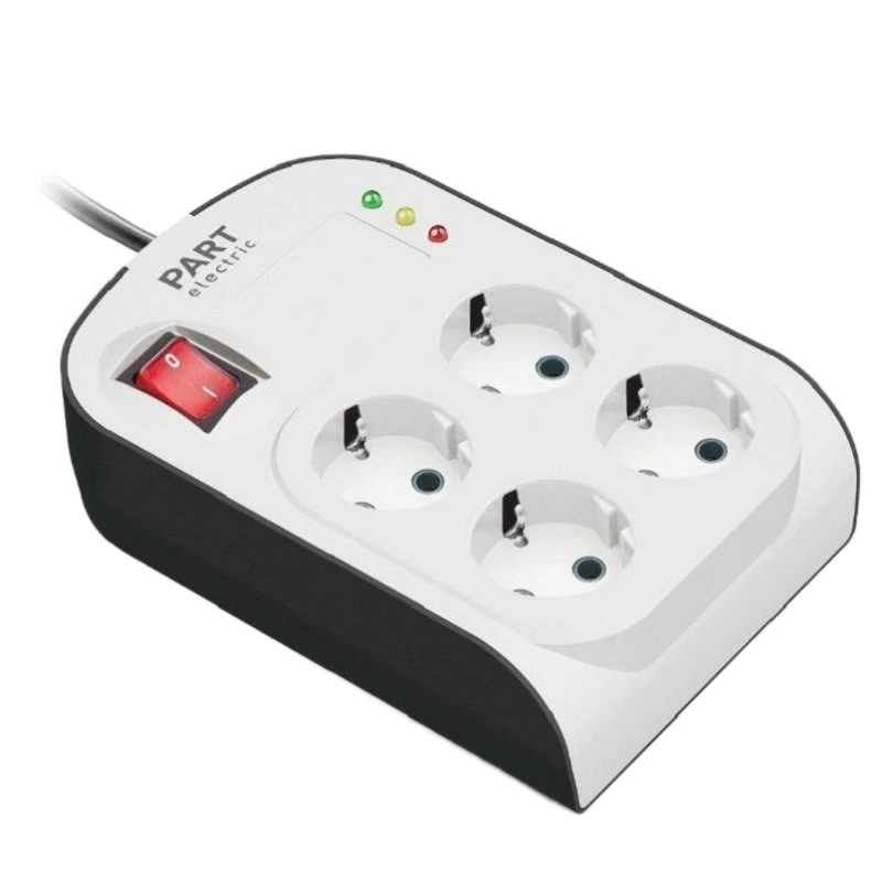محافظ 4 خانه ارت دار با کلید مخصوص صوتی و تصویری و کامپیوتر 10 آمپر پارت الکتریک